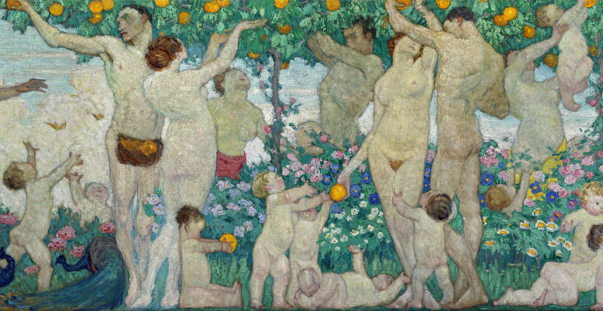 Elisabetta Kaehlbrandt, L'aranceto (dettaglio), 1915 circa, olio su tela, Brescia, Musei Civici © Archivio Fotografico Musei Civici di Brescia / Fotostudio Rapuzzi